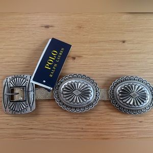 Ralph Lauren Polo Metal Accent Suede Belt M Retails $598!